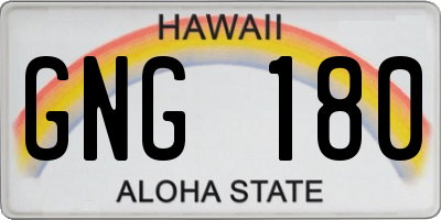 HI license plate GNG180