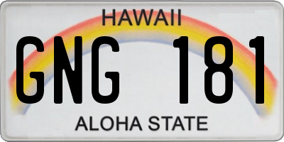 HI license plate GNG181