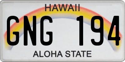 HI license plate GNG194