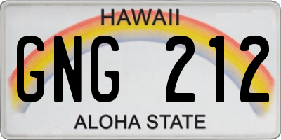 HI license plate GNG212