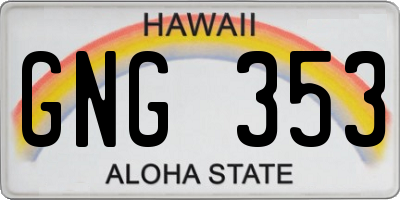 HI license plate GNG353