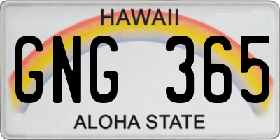 HI license plate GNG365