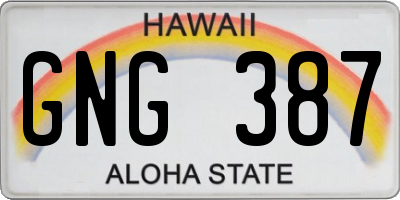 HI license plate GNG387