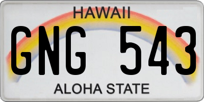 HI license plate GNG543