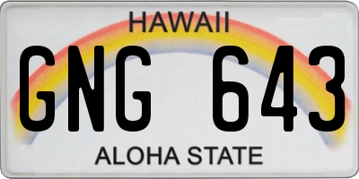 HI license plate GNG643