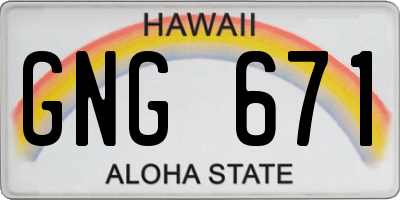 HI license plate GNG671