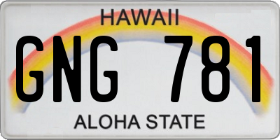 HI license plate GNG781