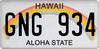 HI license plate GNG934