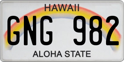HI license plate GNG982