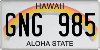 HI license plate GNG985