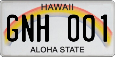 HI license plate GNH001