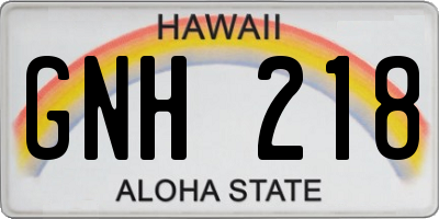 HI license plate GNH218