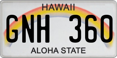 HI license plate GNH360
