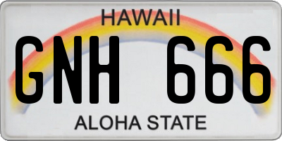 HI license plate GNH666