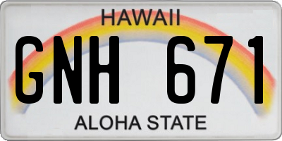 HI license plate GNH671