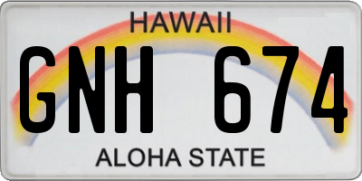 HI license plate GNH674