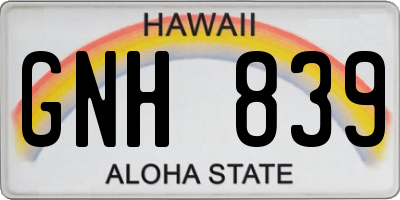HI license plate GNH839