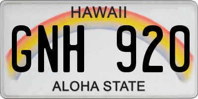 HI license plate GNH920