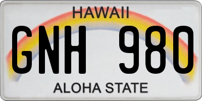 HI license plate GNH980