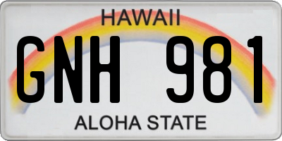 HI license plate GNH981