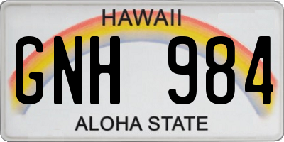 HI license plate GNH984