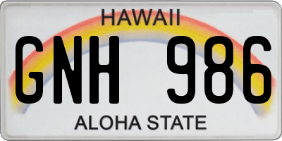 HI license plate GNH986