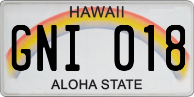 HI license plate GNI018