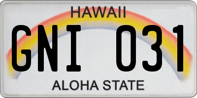 HI license plate GNI031