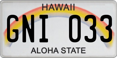 HI license plate GNI033