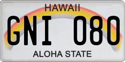 HI license plate GNI080