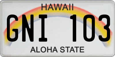 HI license plate GNI103