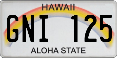 HI license plate GNI125