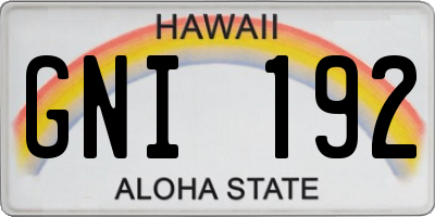 HI license plate GNI192