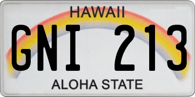HI license plate GNI213
