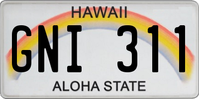 HI license plate GNI311