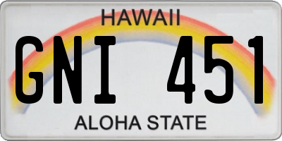 HI license plate GNI451