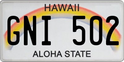 HI license plate GNI502