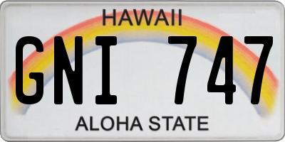 HI license plate GNI747