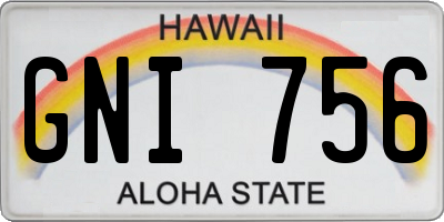 HI license plate GNI756