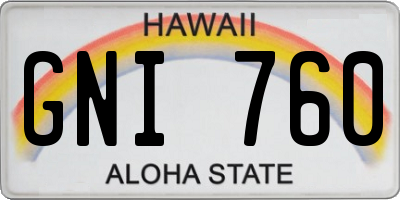HI license plate GNI760