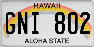 HI license plate GNI802