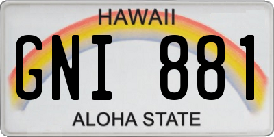 HI license plate GNI881