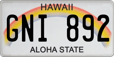 HI license plate GNI892