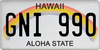 HI license plate GNI990