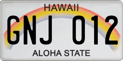 HI license plate GNJ012