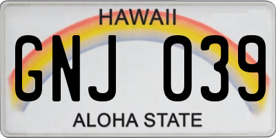HI license plate GNJ039