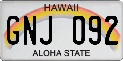 HI license plate GNJ092