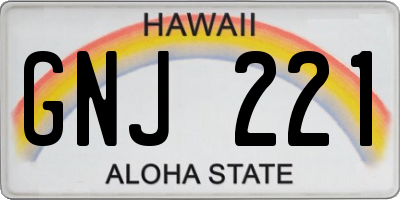 HI license plate GNJ221