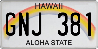 HI license plate GNJ381