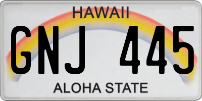 HI license plate GNJ445